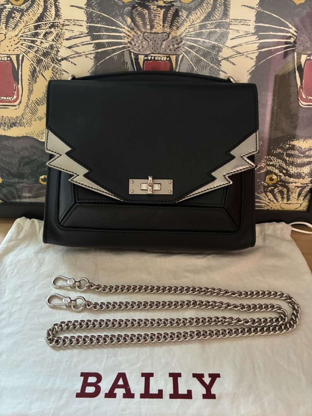 Bally Suzy Lightning Bolt Crossbody Chain Bag!